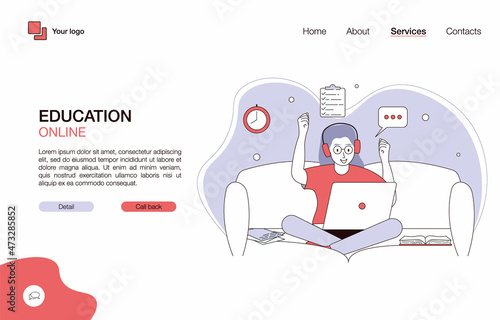 Modern flat design concept of online education for website and mobile website. Landing page template. Easy to edit and customize. Vector illustration