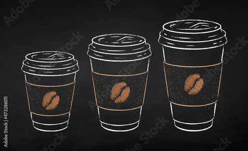 Paper coffee cups in three sizes