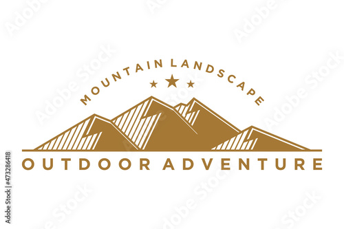 Mountain with Cactus, like Camelback Mountain Shape logo design photo