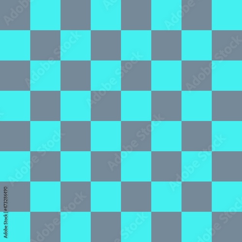 Checkerboard 8 by 8. Cyan and Light Slate Grey colors of checkerboard. Chessboard, checkerboard texture. Squares pattern. Background.