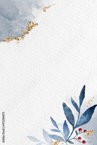 Shimmering watercolor leafy frame vector