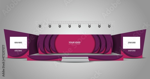Event Stage design for business conferences, corporate projects presentations, shareholders event or meeting with slides on projection screens.