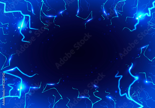 Vector Illustration Electric Lightning Field. Abstract Flash Background.