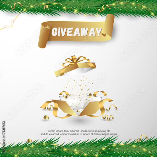 Happy new year giveaway banner on white background