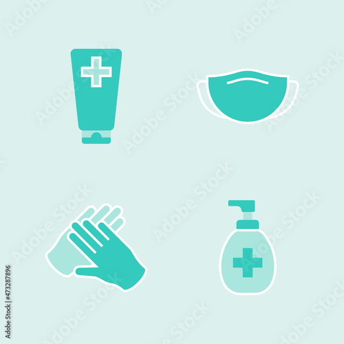 Coronavirus medical equipment element set vector