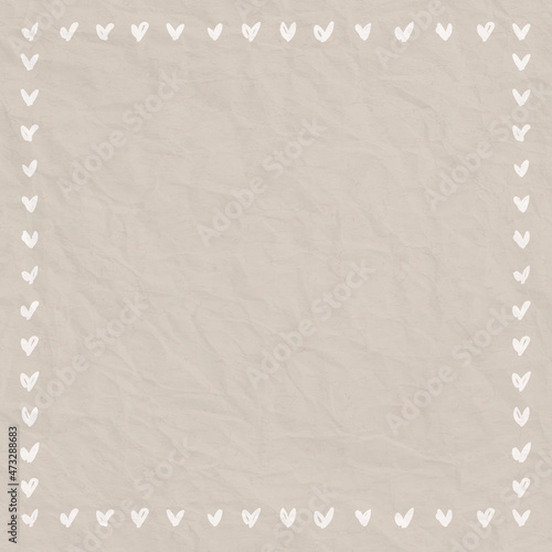 Heart frame vector doodle style on crumpled paper background