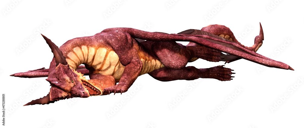 Fototapeta premium 3D Rendering Fairy Tale Dragon on White