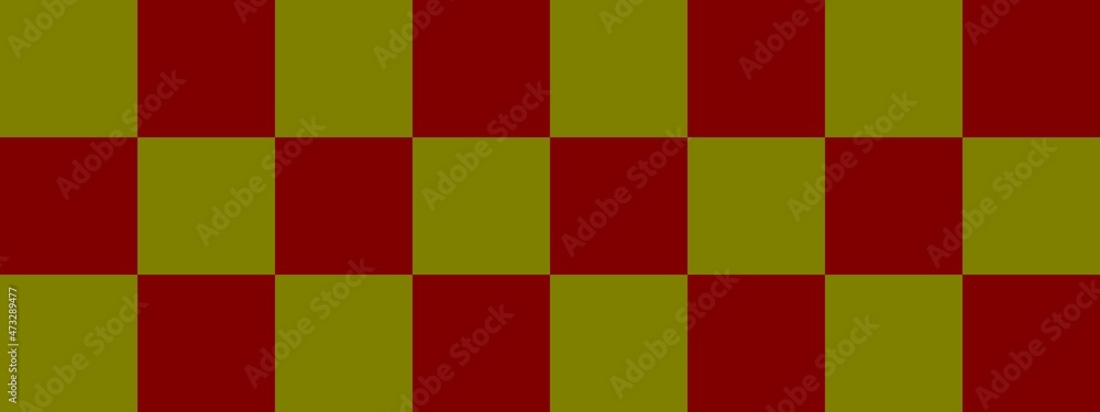 Checkerboard banner. Maroon and Olive colors of checkerboard. Big squares, big cells. Chessboard, checkerboard texture. Squares pattern. Background. Checkerboard banner. Maroon and Olive colors of checkerboard. Big squares, big cells. Chessboard, checkerboard texture. Squares pattern. Background.