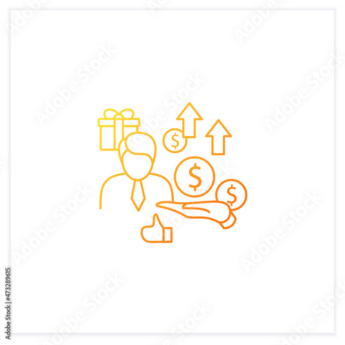 New investors gradient icon. Creating new investors generation. High quality worker. Profitable business. Universal basic income concept. Isolated vector illustration on chalkboard