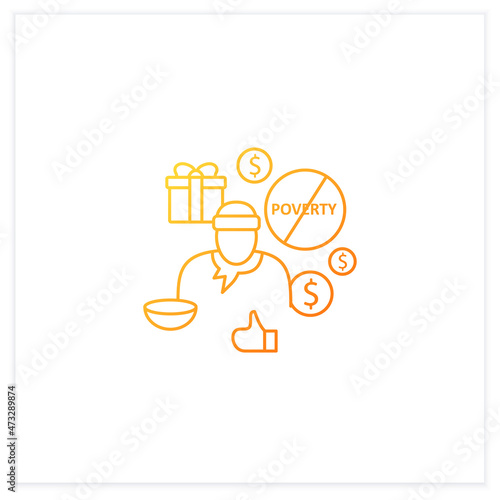 Ending poverty gradient icon. Rise in living standards. Improving living conditions. Universal basic income concept.Isolated vector illustration.Suitable to banners, mobile apps and presentation