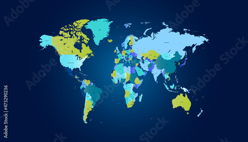 World map. Color vector modern. Silhouette map. 