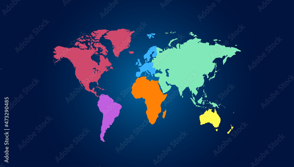 World map. Color vector modern. Silhouette map.	
