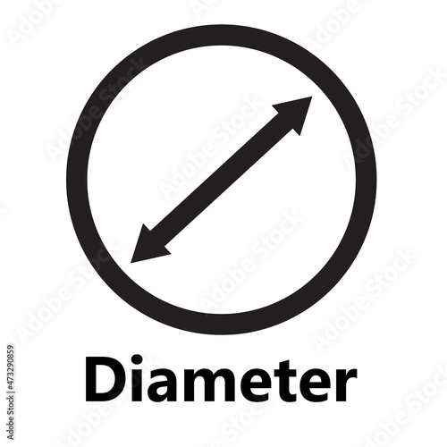 Diameter icon on white background. circle diameter sign. flat style.