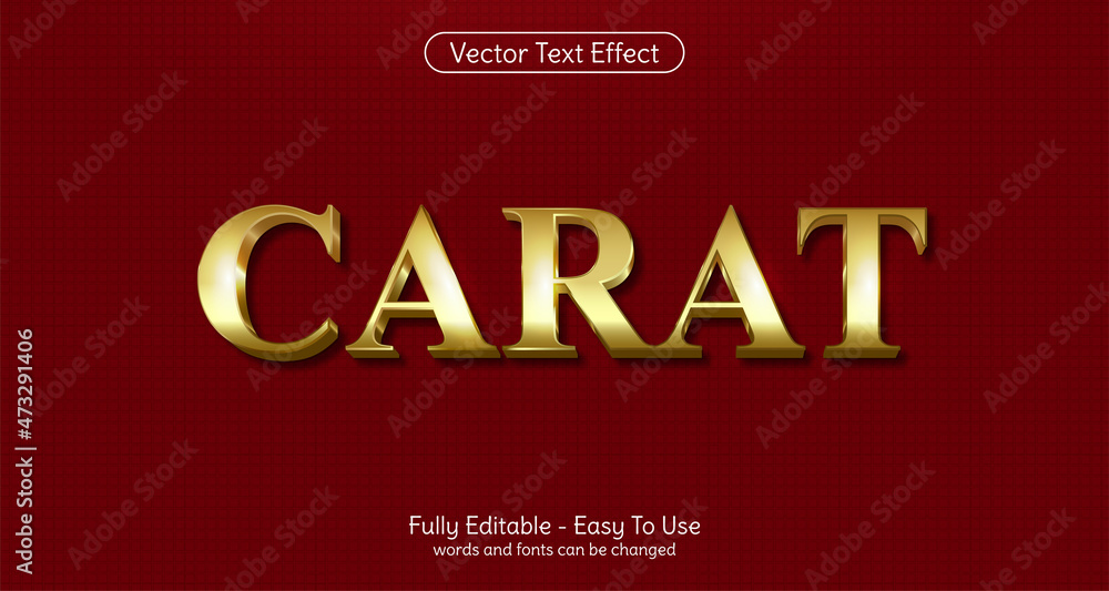 Carat gold 3d text editable style effect template Carat gold 3d text editable style effect template