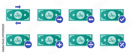 Saudi Riyal Money Transaction Icon Set photo