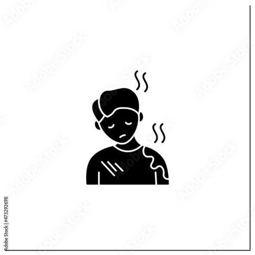 Poor care glyph icon. Personal hygiene deterioration. General apathy.Schizophrenia symptoms concept. Filled flat sign. Isolated silhouette vector illustration