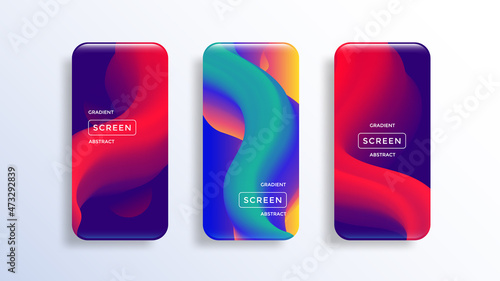 Mobile screen application display with abstract gradient fluid shape. Bright Background for mobile app, ui, design theme. Smartphone lockscreen modern wallpaper