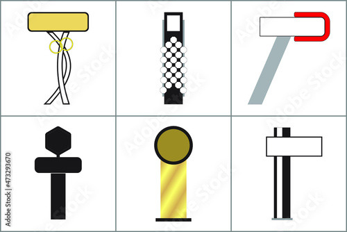 Exterior and Interior Wayfinding Signage System. office exterior monument sign, pylon sign, signage, advertising construction. Vector.