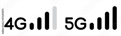 Cellular signal level, 4g and 5g network connection level sign vector illustration.