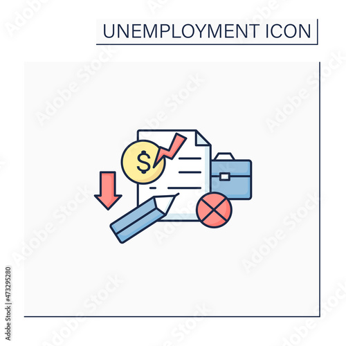 Unemployment claim color icon. Documentary. Request for cash benefits after getting laid off from job. Compensation. Joblessness concept. Isolated vector illustration
