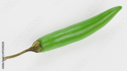 Realistic 3D Render of Green Pepper