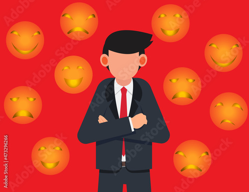 The businessman's greed is hidden behind the scenes.Concept Hiding the true purpose