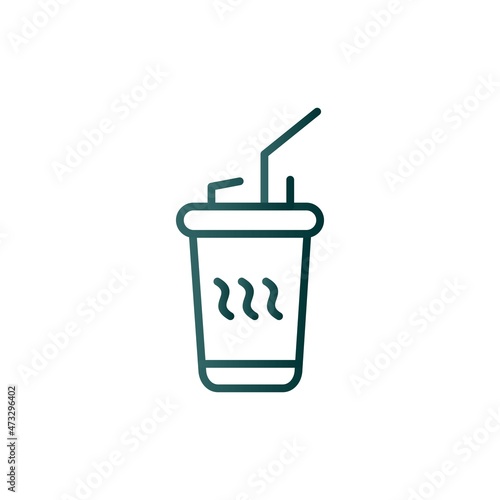 Disposable Tea CUp Line Gradient Vector Icon Design