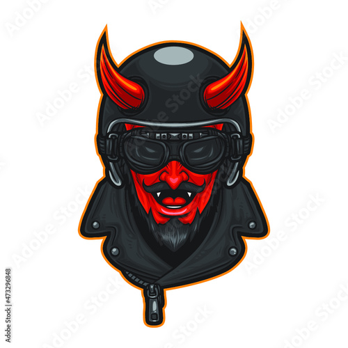 Devil head biker character