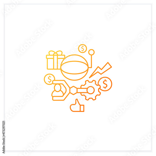 Technological unemployment gradient icon.Fighting against technologization and automation enterprises.Universal basic income.Isolated vector illustration.Suitable to banners,mobile apps,presentation