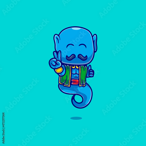 cute wish genie illustration