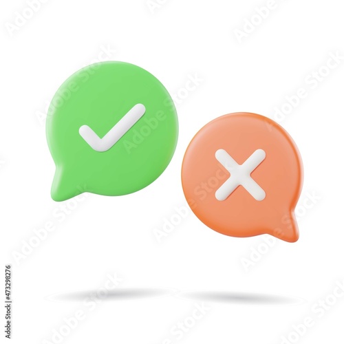 dos and donts speech bubble vector illustration, 3d check and cross on bubble speech, 