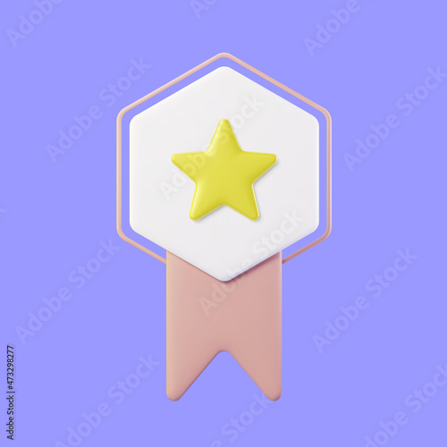 Award medal vector illustration, 3d badge star and ribbon Background isolated