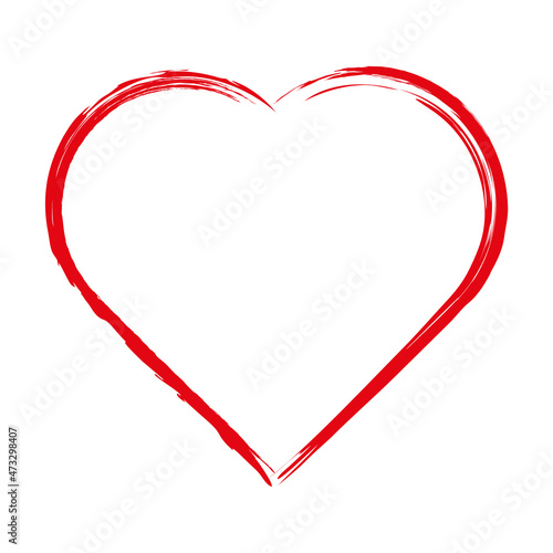 Heart. Grunge stamps, shape frame with brush painting isolated on white backgroundheart brush painting isolated on white background. Distressed heart. Valentine's Day .