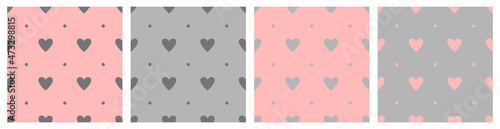 Hearts and dots vector seamless pattern. Romantic ornament for girl dress fabric print.