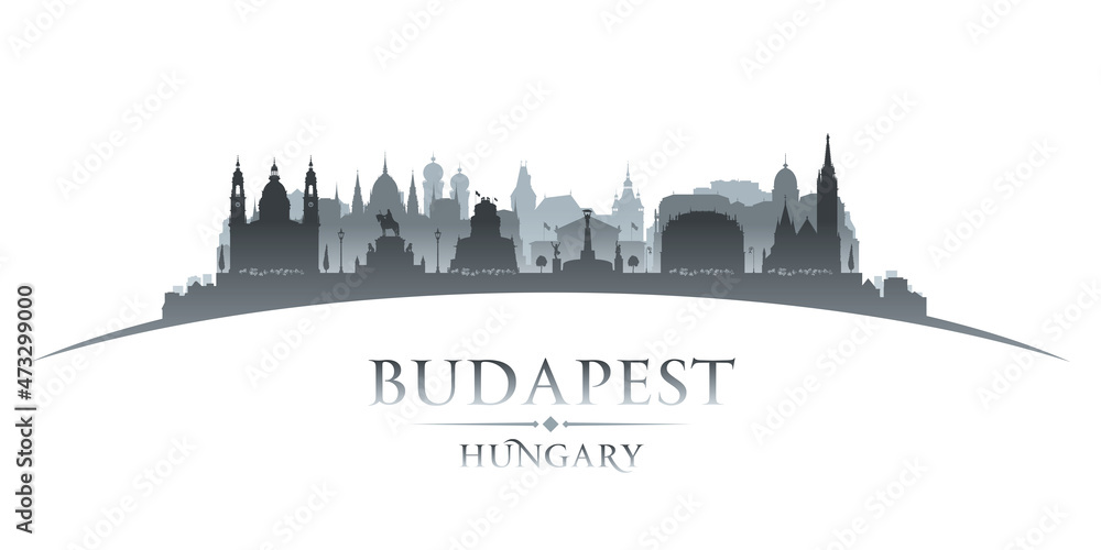 Budapest Hungary city silhouette white background