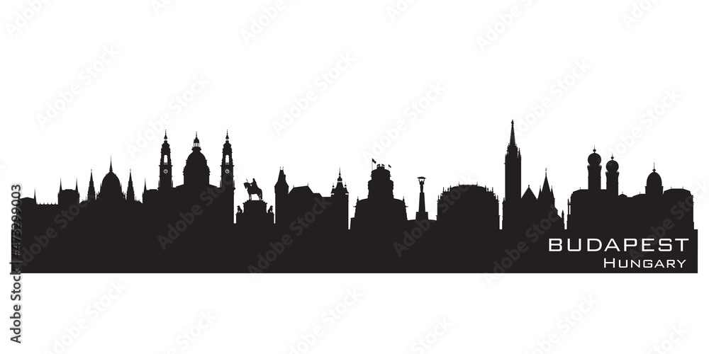 Fototapeta premium Budapest Hungary city skyline vector silhouette