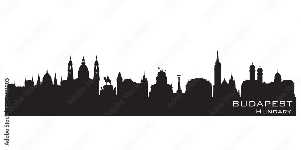 Budapest Hungary city skyline vector silhouette