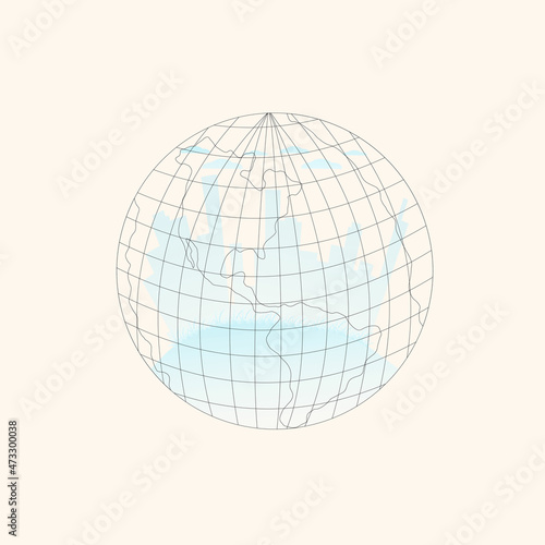 International Earth Day. Land in the style of line art inside the urban infrastructure. Vector illustration on a light background