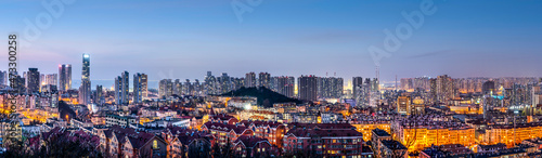 Aerial photography of Qingdao city night view © 昊 周