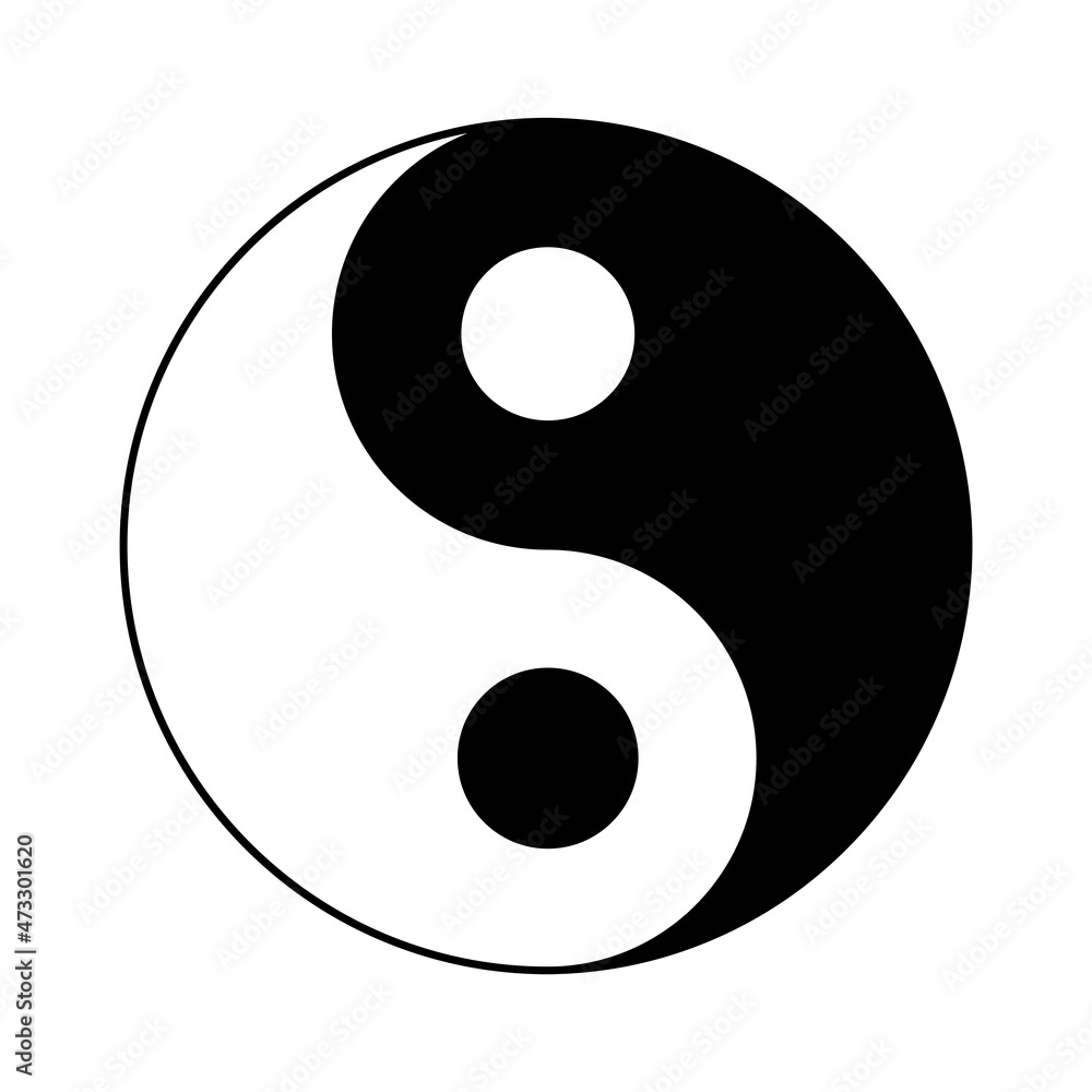Black and white yin yang on a white background. symbol of harmony and balance Black and white yin yang on a white background. symbol of harmony and balance