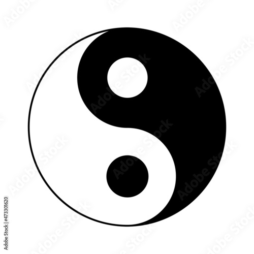 Black and white yin yang on a white background. symbol of harmony and balance