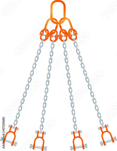 yellow lifting four leg chain sling 