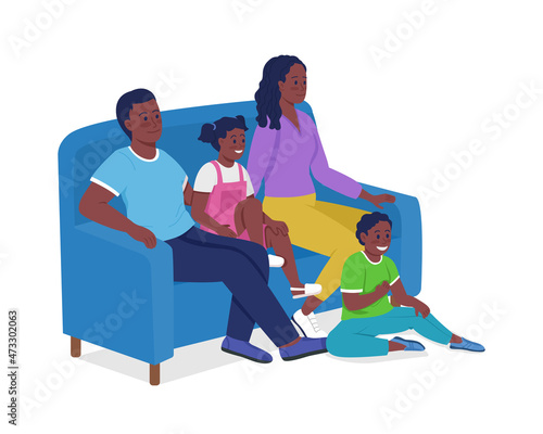 Parents children bonding semi flat color vector characters. Full body people on white. Building strong relationship isolated modern cartoon style illustration for graphic design and animation