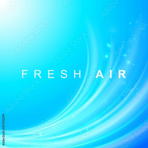 Waves showing a stream of clean fresh air. Blue waves with a fresh aroma. Vector illustration.