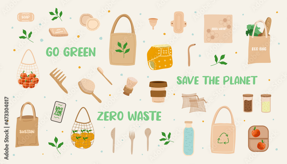 Collection of Zero waste items Collection of Zero waste items