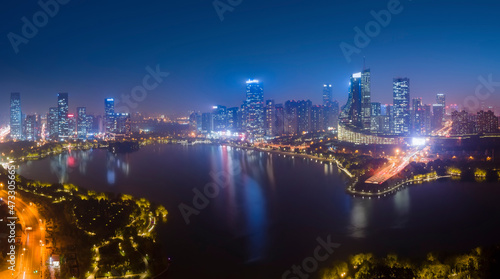 Aerial photography of Anhui city night view