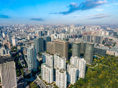 Aerial photography of Hangzhou city architecture landscape skyline