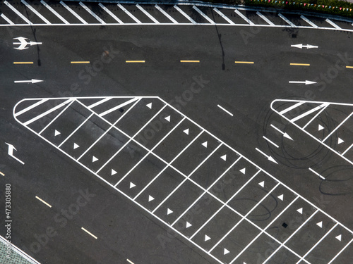 Aerial outdoor outdoor public parking lot