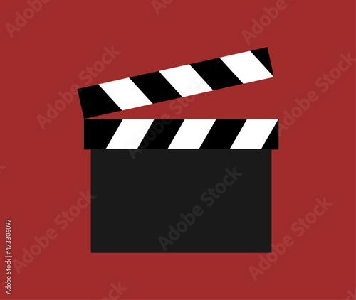 movie clapper board vector on red background