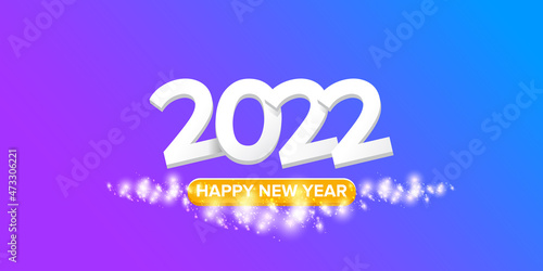2022 Happy new year creative design horizontal banner background and greeting card with text. vector 2022 new year numbers isolated on modern ultra violet background with sparkles and lights